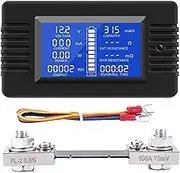 Justivana DC Battery Monitor Power Meter Ammeter Digital DC 0-200V Shunt 100A Multimeter, Meter Voltmeter Capacity Tester