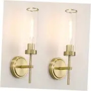 Wall Sconces Set of Two, Gold Bathroom Sconces, Modern Vanity Light Gold+Clear