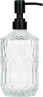SDlumeiy 18 oz Clear Thick Glass Soap Dispenser with Black Rustproof Pump, Refillable Bathroom, Kitchen Soap Dispenser for Hand Soap, Body Wash and Lotion (Clear-Black Pump)