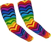 [FHEDVBN] Gay Pride Rainbow Pattern Arm Sleeves Compression Arm Covers for Men Women Outdoor Sun Sleeves Cooling Sports Sleeve, Black