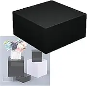 Square Pedestal Stands,Bridal Shop Column Plinth Raiser Table,Clothing Store Decor Platform Base Bracket,Load 200KG(Black,40x50cm/15.7x19.6in)