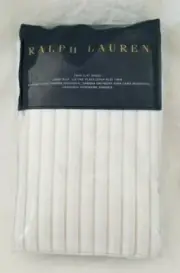 Ralph Lauren Prescot Stripe White & Taupe Twin Flat Sheet $130 NIP