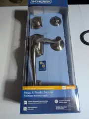 New Schlage Camelot Front Entry Handleset Deadbolt Satin Nickel F60 V CAM 619ACC
