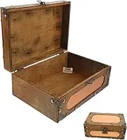 EXAOMBLE Retro Wooden Storage Box Hinges and Latches Vintage Style Keepsake Chest for Jewelry and Decorative Treasures Antique Design for Home Decor Small Storage for Boys and Girls