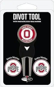 Team Golf NCAA Divot Tool with 3 Golf Ball Markers Pack, Markers are Removable Magnetic Double-Sided Enamel