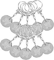 WOONEKY 10pcs Stainless Steel Shopping Cart Token Keychain Keyring for Grocery Trolley Access Lightweight Loss Design Versatile Keychain for Supermarkets and Shopping