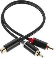 RCA Female to Dual Male Audio Cord Speaker Y Adapter Splitter Cable Connector Extension Cord for Car Stereo Smartphone Headset