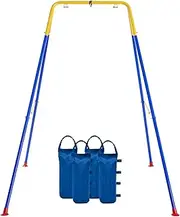FUNLIO Foldable Swing Stand for Kids with 4 Sandbags, Heavy Duty Metal Swing Frame Indoor/Outdoor, A-Frame Baby Swing Stand for Backyard, Suitable for Most Toddler Swing/Baby Jumper/Hammock Chair