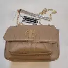 Alexis Bendel Camel Gold Chain Strap Vegan Leather Quilted Crossbody HandBag NWT