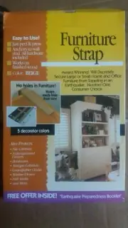 Quake Hold (2) 18" Furniture Straps Model # 4163 - baige Color Made in USA