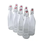 Swing Top Glass Bottles 16 Oz 8 Pack Clear Glass Bottles for Home Brewing Flip