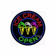 NEW “OPEN ICE CREAM" 26x26x1 SOLID & ANIMATED LED SIGN w/CUSTOM OPTIONS 21150