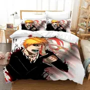 a796 Bed Sheets Bleach Kurosaki Ichigo Duvet Cover Pillowcase Bedding Set Double Adult Kids Bedclothes Quilt Cover3-Piece Bedding Set (1 Duvet Cover