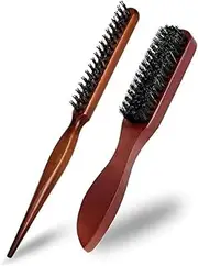 Anti Static Quiff Roller Hair Brush for Men and Women,2Pcs Boar Bristle Round Hair Brush Set with Nylon Pin,Smoothing and Teasing for Sleek Hair, Slick Back Hairstyles, and Enhanced Beard Shine