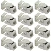 12 Pcs Cat5e RJ45 Network Ethernet Keystone Jack 180 Degree 110 Punch Down White