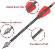 12pc Archery Hunter Ek Cobra System Hunting Carbon Arrows Crossbow Bolt 8.9 inch