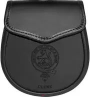 Cluny Leather Day Sporran Scottish Clan Crest
