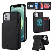 FROLAN Case for iPhone 12 Mini 5.4 Inch, Detachable 2 in 1 Wallet Case with Card Holder for Magsafe, PU Leather Flip Credit Slot Magnetic Kickstand Protective Phone Cover, Black