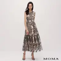 在飛比找momo購物網優惠-【MOMA】夏形象款｜法式花卉蕾絲長洋裝(黑色)