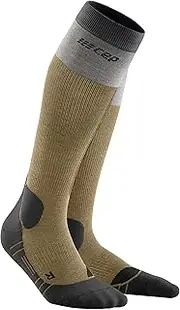 [CEP] Hiking light merino socks redesign for women, long hiking socks with activating compression, Sand/grey