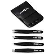 4 Piece Tweezer Set - Tweezers For Women - Ingrown Hair Removal Kit - Eyebrow