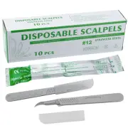 Sterile Surgical Stainless Steel Blades with Plastic Scalpels Handle 10-40PCs