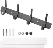 Wall Hooks, 4 Tri Hangers Vertical Metal Rack 11.81 "(4 hooks) black, Black