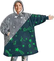 [PAVILIA] Wearable Blanket for Kids Boy Girl, Warm Cozy Giant Hoodie with Two Pockets, Fleece Sherpa Hooded Pullover for Teen