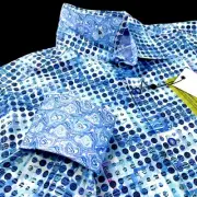 Robert Graham Geometric Paisley Camo Trippy Bubbles Circular Shirt $248 XL