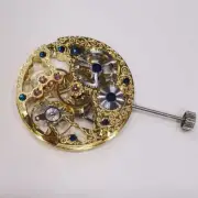 Golden Hollow Mechanical Movement Seagull ST3600 with Second Hand at 9 for ETA 6