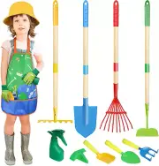 Kids Gardening Tools Set, 22 Pcs Metal Garden Tools Toys for Kids with Apron, Gl