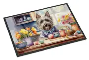 Skye Terrier Decorating Easter Eggs Doormat