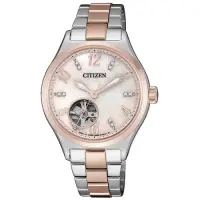 在飛比找Yahoo奇摩購物中心優惠-CITIZEN 晶彩時刻機械腕錶-銀X玫瑰金(PC1006-