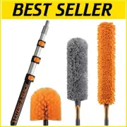 4-Piece High Reach Cleaning Kit - Extendable Duster with Microfiber Accessories