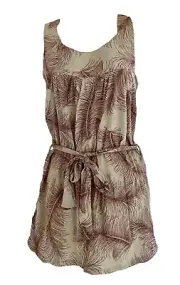 NEXT Beige & Wine Linen Blend Feather TOP Size 10