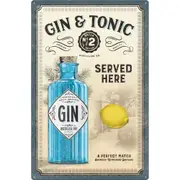 Nostalgic-Art 40x60cm Metal Sign Gin and Tonic Served Here Home/Office Decor