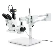 Amscope 7X-45X Simul-Focal Boom Stereo Zoom Microscope +1.3MP Camera +Ring Light