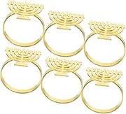 EXHUMKY 6pcs Hanukkah Menorah Napkin Elegant Metal Napkin Holders for Holiday Dining Table Decor Chanukah Celebration Accessory Stylish Table Setting