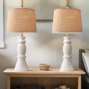 Oneach 25.75'' Farmhouse Ceramic Table Lamp for Living Room White Bedside Lam...