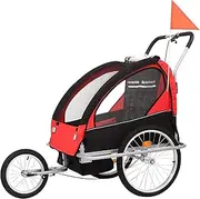 Jog/Ride Child Bike Trailer, Bike Trailer for Kids, Stainless Steel Towbar, 5-Point Restraints, Large Cargo Space