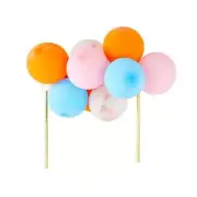 Balloon Cake Topper Orange-Blue-Pink Size 6.25in x 10in h. Pack of 6