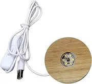 Generic LED Lamp Base, 70mm Wooden Lights Display Base USB Powered Lamp Base Stand for 3D Crystal Ball Jewelry Glass Resin Art Vase Acrylic - Warm Light