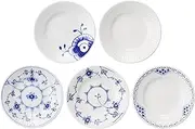 [ROYAL COPENHAGEN] 1017165 Blue Fluted Plain Mix Match Mini Plate, Plate, 4.3 inches (11 cm), 5 Patterns Set, Wedding Gift, Gift