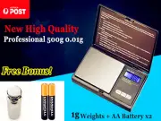 NEW 500g 0.01 DIGITAL POCKET SCALES JEWELLERY with 1g Weights Electronic mg