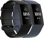 Band for Fitbit Charge 4 Charge 3 Bands, Soft Silicone Sport Watch Strap Replacement Wristband for Fitbit Charge 4 Charge 3 Charge 3 SE, Women Men Small Large, 2 Pack