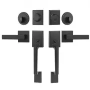 VEVOR Double Door Handle Set, Matte Black Square Door Lever, Heavy Duty Double Front Door Handle Set with Dummy, Double Door Lock Set with Reversible