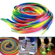 2 paia piatte arcobaleno scarpe lacci lacci lunghi lacci Bootlaces 8MM larg.JL