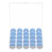 Prewound Sewing Bobbin Thread Set of 25pcs with Storage Plastic Case, Sky Blue