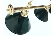 Pool Snooker Billiard Table Lighting - LARGE Brass Light (4 x Green Shades)