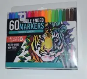Leisure Arts Double Ended Marker Set, 60pc, Dual Tip Marker, Coloring Markers,